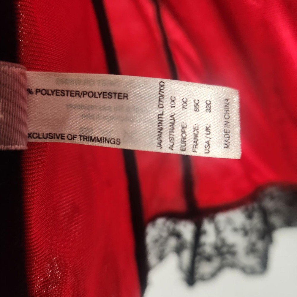 Affinitas Intimates Bustier Corset Top Womens 32C Red Black Lace Rhinestone - Picture 7 of 16